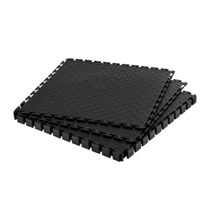 VEVOR Garage Floor Tiles 20.2 x 20.2 x 0.2 inch, Interlocking Ease of Installation Diamond Plate Slip-Resistant Texture Non-Slip Sturdiness, for Garages, Warehouse, Tool Room, Graphite Gray, 8 Pack(Black)
