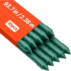 VEVOR Garden Stakes, 25 Pack, 70.87 inch, Plastic Coated Metal Tomato Stakes, Garden Sticks for Plants Support, with Pointed End and Non-Slip Bumps for Growing Climbing Plants, Outdoor Vegetables(2.4m*20mm)