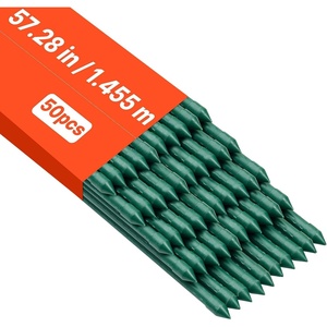 VEVOR Garden Stakes, 25 Pack, 70.87 inch, Plastic Coated Metal Tomato Stakes, Garden Sticks for Plants Support, with Pointed End and Non-Slip Bumps for Growing Climbing Plants, Outdoor Vegetables(1.5m*11mm)