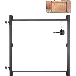 VEVOR Gate Building Kit, Fits 60 to 96 in Wide Openings, Up from 6 to 7 ft High Fence, Adjustable Gate Building Kit, Anti Sag Full Gate Frame Kit with Latch Lock, Screw, for Wooden Fence, Iron, Black(60″-96″ wide openings  4′-5′ high)