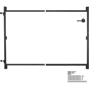 VEVOR Gate Building Kit, Fits 60 to 96 in Wide Openings, Up from 6 to 7 ft High Fence, Adjustable Gate Building Kit, Anti Sag Full Gate Frame Kit with Latch Lock, Screw, for Wooden Fence, Iron, Black(36″-60″ wide openings  6′-7′ high)