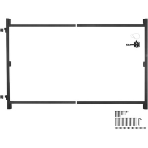 VEVOR Gate Building Kit, Fits 60 to 96 in Wide Openings, Up from 6 to 7 ft High Fence, Adjustable Gate Building Kit, Anti Sag Full Gate Frame Kit with Latch Lock, Screw, for Wooden Fence, Iron, Black(40″-72″ wide openings  4′-5′ high)