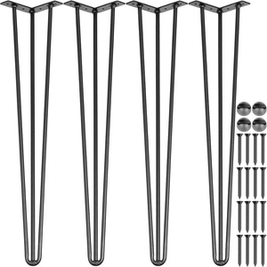 VEVOR Hairpin Table Legs 22″ Black Set of 4 Desk Legs 880lbs Total Load Capacity Hairpin Desk Legs 3 Rods for Bench Desk Dining End Table Chairs Carbon Steel DIY Heavy Duty Furniture Legs(18 Inch)