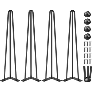 VEVOR Hairpin Table Legs 22″ Black Set of 4 Desk Legs 880lbs Total Load Capacity Hairpin Desk Legs 3 Rods for Bench Desk Dining End Table Chairs Carbon Steel DIY Heavy Duty Furniture Legs(20 Inch)