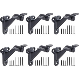 VEVOR Handrail Hardware Bracket, 6 Packs Heavy Duty Hand Rail Brackets, Flexible Angle Adjustment & Easy Install, Stair Railing Hardware for Stairways Handrail, Staircase,Matte Black