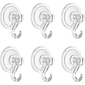 VEVOR Heavy Duty Suction Cups 6 Pack, 10 LBS Vacuum Holder Clear Hooks, Reusable Non-Slip Shower Hooks for Towel Loofah, Strong Wall Mount for Bathroom Kitchen Window Glass