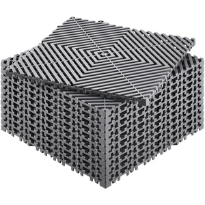 VEVOR Interlocking Drainage Mat, 12” x 12” Modular Interlocking Cushion, 12 Pcs Splicing Drainage Mats, Non-Slip PP Drainage Floor Tile and Shower Mat, for Garage, Garden, Kitchen & Outdoor, Black(Grey)