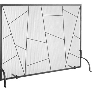 VEVOR Iron 3-Panel Fireplace Screen, 48×30.2in, Black, Vintage Style, High Durability, Mesh Design, Safety Feature, Versatile Usage(Black)