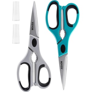 VEVOR Kitchen Scissors, Durable Stainless Steel Kitchen Shears with Protective Sheath, Heavy Duty Cooking Shears Soft Grip Comfort Handle, Kitchen Utensil for Cutting Meat, Food, Fish, Poultry, Grey(2pcs)