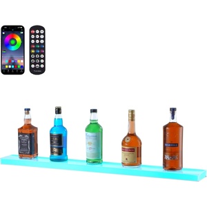 VEVOR LED Lighted Liquor Bottle Display, 3 Tier 70 Inch, Illuminated Home Bar Shelf with RF Remote & App Control, 7 Static Colors, Acrylic Lighted Whiskey Shelf for 52 Bottles, Powered by Adapter Only(1 Step 40 Inches)