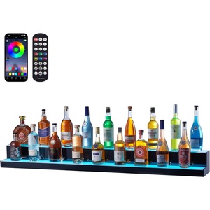 VEVOR LED Lighted Liquor Bottle Display, 3 Tier 70 Inch, Illuminated Home Bar Shelf with RF Remote & App Control, 7 Static Colors, Acrylic Lighted Whiskey Shelf for 52 Bottles, Powered by Adapter Only(2 Step 60 Inches)