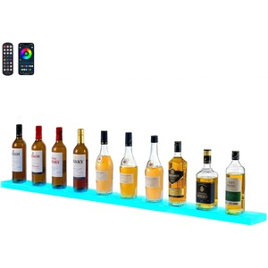 VEVOR LED Lighted Liquor Bottle Display, 3 Tier 70 Inch, Illuminated Home Bar Shelf with RF Remote & App Control, 7 Static Colors, Acrylic Lighted Whiskey Shelf for 52 Bottles, Powered by Adapter Only(1 Step 60 Inches)