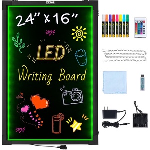 VEVOR LED Message Writing Board, 16″x12″ Illuminated Erasable Lighted Chalkboard, Neon Effect Menu Sign Board, Drawing Board with 8 Fluorescent Chalk Markers and Remote Control, for Home Wedding Shop(16″W x 24″H)