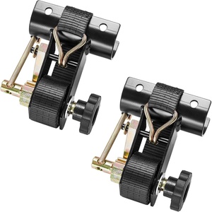VEVOR Ladder Rack Ratchet Straps, 1.4″ Black Square Tube Mount, 1.5” Wide x 7.5′ Long Black Ladder Rack Straps with Double J-Hooks, 500 lbs Load Heavy Duty, Cargo Buckle Lock Strap (4 Pack)(Black Round Tube-2 Pack)
