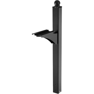 VEVOR Mailbox Post, 56 x 4 x 4 Inches, Aluminum In-Ground Mounting Mail Box Stand with Universal Plate Bracket, Heavy Duty Metal Post Sleeve Kit for Outside Curbside Residential, Powder Coated Black(Black+Single Arm)