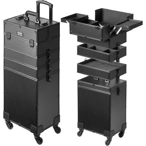 VEVOR Makeup Train Case Professional Makeup Storage Organizer Box Make Up Carrier for Women and Girls(5-in-1 Makeup Case)