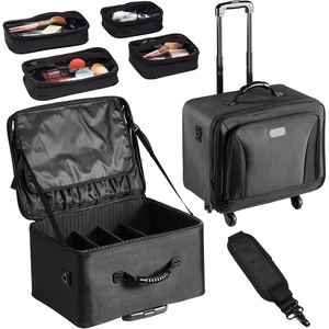 VEVOR Makeup Train Case Professional Makeup Storage Organizer Box Make Up Carrier for Women and Girls(Rolling Makeup Bag)