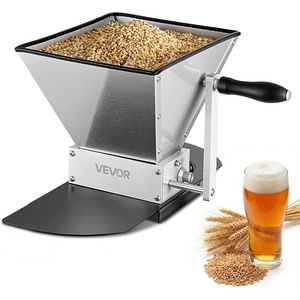 VEVOR Manual Grain Mill, Homebrew Malt Grinder, Adjustable Barley Mill Crusher for Wheat Beer Brewing – with 2 Stainless Steel Rollers, 1.06 Gallon Hopper & Metal Base Plate