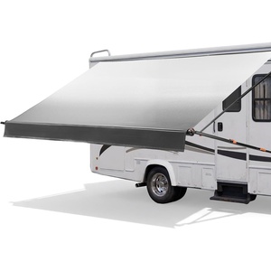VEVOR Manual RV Awning Complete Kit, 10.12FT Retractable RV Awning with Aluminum Alloy Frame & Waterproof PVC Fabric, Outdoor Camping Trailer Awnings Fit Most RVs (10FT Type, Gradient Gray)(18 FT Black Fade)