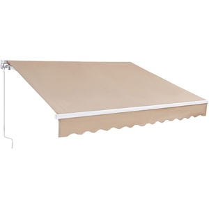 VEVOR Manual Retractable Awning, 8 x 7 ft Outdoor Patio Awning Retractable Sun Shade, Water-Resistant Polyester Patio Door Window Awning Sunshade Shelter with Crank Handle for Backyard, Balcony(Khaki)