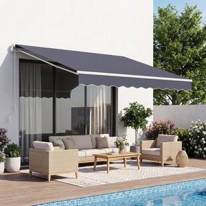 VEVOR Manual Retractable Awning, 8 x 7 ft Outdoor Patio Awning Retractable Sun Shade, Water-Resistant Polyester Patio Door Window Awning Sunshade Shelter with Crank Handle for Backyard, Balcony(Gray)
