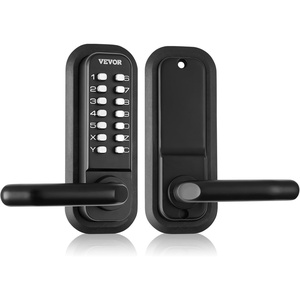 VEVOR Mechanical Keyless Entry Door Lock, 14 Digit Keypad, Embedded Outdoor Gate Door Locks Set with Keypad and Handle, Water-Proof Zinc Alloy, Easy to Install, for Garden, Garage, Yard, Storage Shed(Black)
