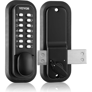 VEVOR Mechanical Keyless Entry Door Lock, 14 Digit Keypad, Outdoor Gate Door Locks Set with Surface-Mounted Latch, Water-Proof Zinc Alloy, Keypad and Knob, Easy to Install, for Garden, Garage, Yard(Black)