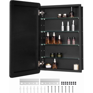 VEVOR Medicine Cabinet, 16.5 x 27.5 inch, Medicine Cabinet for Bathroom with Mirror, Aluminum Frame Bathroom Wall Cabinet, 3-Layer Adjustable Shelves, Recessed & Wall-Mounted Installation(20x30in)