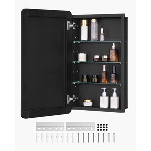 VEVOR Medicine Cabinet, 16.5 x 27.5 inch, Medicine Cabinet for Bathroom with Mirror, Aluminum Frame Bathroom Wall Cabinet, 3-Layer Adjustable Shelves, Recessed & Wall-Mounted Installation(16.5×27.5in)