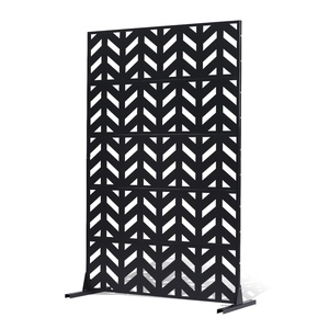 VEVOR Metal Privacy Screen, 47″ W x 76″ H, Outdoor Privacy Screens 3-Panel, Freestanding Outdoor Divider with Stand, Decorative Garden Steel Privacy Fence for Balcony Patio Indoor Room Hot Tub Brown(Black Up)