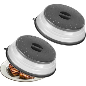 VEVOR Microwave Splatter Covers, 2 Pack 10.4″ Collapsible Microwave Lid for Food, 300°F Heat-Resistant PP Splatter Guard for Plate Dish, Multi-Use Kitchen Colander Gadget for Washing Fruits Vegetables(2 Pack)