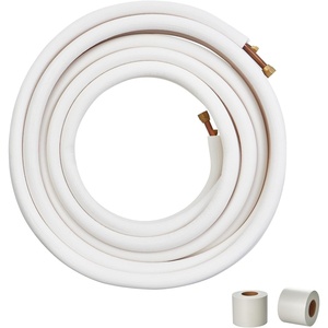 VEVOR Mini Split Line Set, 16FT 1/4″ & 1/2″ O.D Copper Pipes Tubing and Triple-Layer Insulation, for Air Conditioning or Heating Pump Equipment & HVAC with Rich Accessories (18ft Connection Cable)(50FT Length 3/8″ & 5/8″)