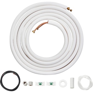 VEVOR Mini Split Line Set, 16FT 1/4″ & 1/2″ O.D Copper Pipes Tubing and Triple-Layer Insulation, for Air Conditioning or Heating Pump Equipment & HVAC with Rich Accessories (18ft Connection Cable)(25FT Length 1/4″ & 3/8″ SET)