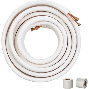 VEVOR Mini Split Line Set, 16FT 1/4″ & 1/2″ O.D Copper Pipes Tubing and Triple-Layer Insulation, for Air Conditioning or Heating Pump Equipment & HVAC with Rich Accessories (18ft Connection Cable)(50FT Length 1/4″ & 1/2″)