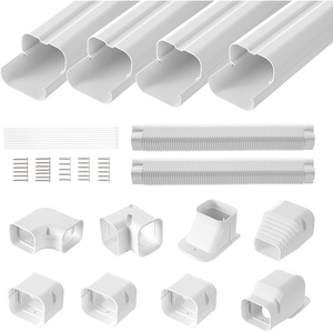 VEVOR Mini Split Line Set Cover 3-inch W 17.6Ft L, PVC Decorative Pipe Line Cover for Air Conditioner with 4 Straight Ducts & Full Components Easy to Install, Paintable for Heat Pumps, White(4 Straight Pipes)