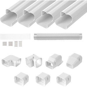 VEVOR Mini Split Line Set Cover 3-inch W 17.7Ft L, PVC Decorative Pipe Line Cover for Air Conditioner with 10 Straight Ducts & Full Components Easy to Install, Paintable for Heat Pumps, White(4 Straight Pipes)