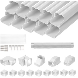 VEVOR Mini Split Line Set Cover 3-inch W 17.7Ft L, PVC Decorative Pipe Line Cover for Air Conditioner with 10 Straight Ducts & Full Components Easy to Install, Paintable for Heat Pumps, White(10 Straight Pipes)