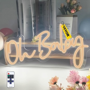 VEVOR Oh Baby Neon Sign for Wall Decor, with Remote Control and Dimmable Switch for Baby Shower decorations, Birthday Party, Wedding Decor, 23.5×12 inches (Warm White)