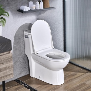 VEVOR One-Piece Toilet, Elongated Toilet Vortex Left Flush 1.28 GPF, Toilets for Bathroom with Comfortable Chair Seat, Standard Height, Easy-Clean Skirted Design, 12 inch Rough-In, White + Silver(12″ Rough-in & Single Flush 1.28 GPF)
