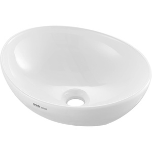 VEVOR Oval Vessel Sink, 16″ x 13.4″ Bathroom Vessel Sink Bowl Countertop, White Ceramic Bathroom Sinks Above Counter, Bowl Sink with Modern Style, Well-Packaged for Bathroom, Hotel, Toilet, RV(16″ x 13.4″ Oval)