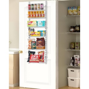 VEVOR Over the Door Pantry Organizer, 6-Tier Pantry Organization and Storage, Heavy-Duty Steel Hanging Spice Rack, Adjustable Wall Seasoning Shelves, for Home Kitchen Laundry Room Bathroom, Black(White)
