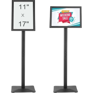 VEVOR Pedestal Sign Holder, 11 x 17 Inch Vertical and Horizontal Adjustable Poster Stand, Heavy-Duty Floor Standing Sign Holder with Metal Base for Display, Advertisement, and Outdoor, Black(11 x 17 Inch)
