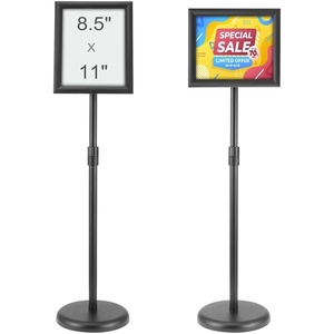 VEVOR Pedestal Sign Holder, 8.5 x 11 Inch Vertical and Horizontal Adjustable Poster Stand, Heavy-Duty Floor Standing Sign Holder with Round Base for Display, Advertisement, and Outdoor, Black(8.5 x 11 Inch)