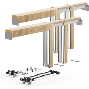 VEVOR Pocket Door Frame Kit, for 24-36 in Wide 80 in High Door, Pocket Door Kit with Two-Way Soft Close Mechanism, Slide Smoothly Quietly, Easy to Install, Wood and Galvanized Steel, for Living Room(72″x80″)