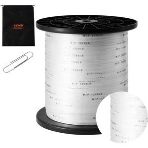 VEVOR Polyester Pull Tape, 1/2″ x 1053′ Mule Tape Flat Rope, 1250 lbf Tensile Capacity, Printed Webbing Cable Pulling Tape for Packaging, Gardening, Commercial Electrical, Conduit Work, White(1/2″ x 1053′)