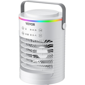 VEVOR Portable Air Conditioner, 4-in-1 Evaporative Air Cooler, 3-Speed Mini Air Conditioner with Smart Timer, 600ml Water Tank, 7-Color Light, Personal Mini Desk AC Fan for Bedroom Office Room