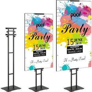 VEVOR Poster Stand, Adjustable Height Up to 75″, Double-Sided Heavy Duty Pedestal Sign Holder, Floor Standing Sign Holder Banner Stand with Shock-absorbing Base for Display, for Board and Foam, Black
