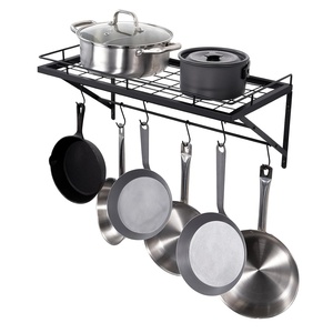 VEVOR Pot Rack Wall Mounted, 24 inch Pot & Pan Hanging Rack with 12 S Hooks, 55 lbs Loading Weight, Ideal for Cookware in Kitchen(24 inch)