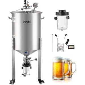 VEVOR Pressure Fermenter 15 PSI, 8 Gal/30L All-in-One Stainless Steel Conical Secondary Fermentation Bucket, for Wine, Beer Brewing Equipment(16 Gal-Fermenter2.0)