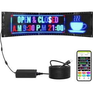 VEVOR Programmable LED Sign, P10 Full Color LED Scrolling Panel, DIY Custom Text Pattern Display Board, WIFI USB Control Message Shop Sign for Store Business Party Bar Advertising 52″x8″(33″x8″)